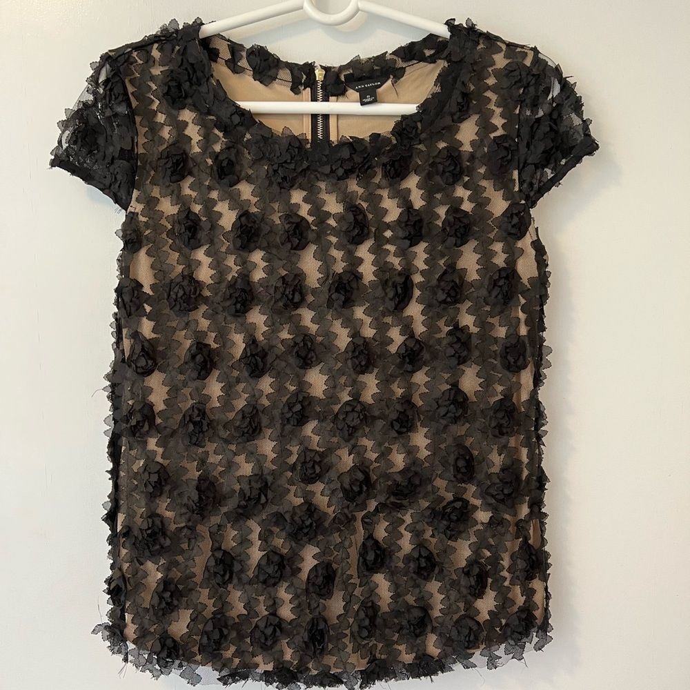 Ann Taylor Lace Appliqué Blouse
